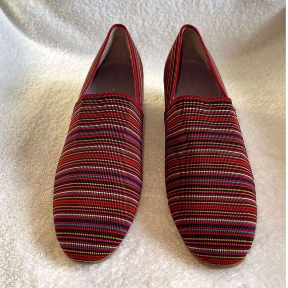 SAS Handcrafted Italy Women's Becky Wedge Slip On Stripe Red Shoe Size 8 - Picture 10 of 11